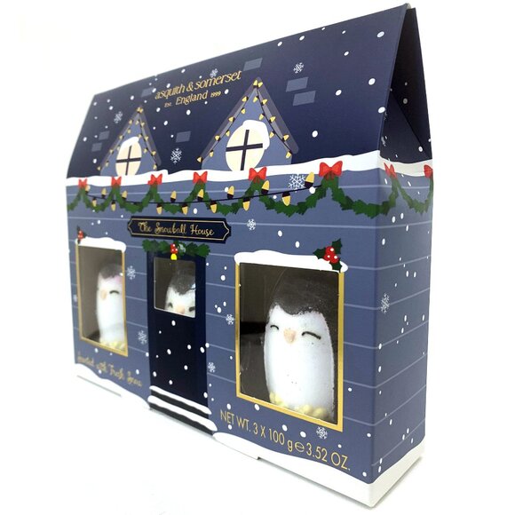 Asquith & Somerset "Snowball House" 3 Penguin-Shaped Bath Fizzer Gift Set - NEW - Picture 4 of 6